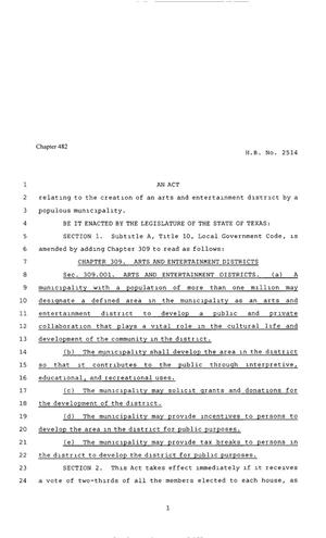 80th Texas Legislature, Regular Session, House Bill 2514, Chapter 482