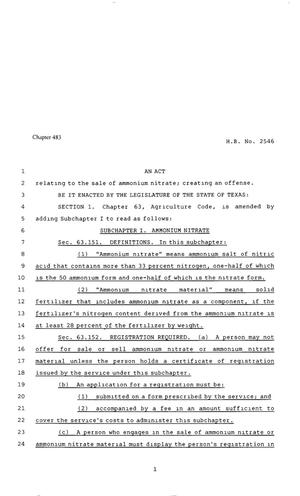 80th Texas Legislature, Regular Session, House Bill 2546, Chapter 483