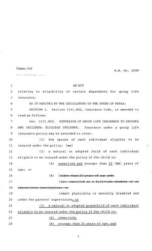 80th Texas Legislature, Regular Session, House Bill 2549, Chapter 1243