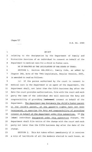 80th Texas Legislature, Regular Session, House Bill 2580, Chapter 727