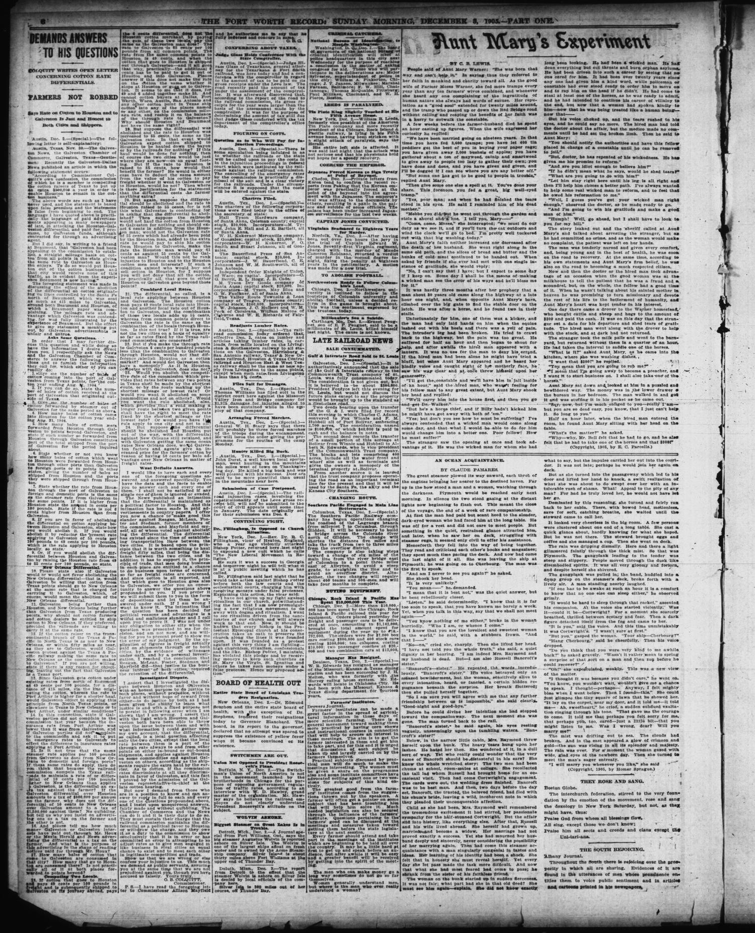 The Fort Worth Record and Register (Fort Worth, Tex.), Vol. 10, No. 49, Ed. 1 Sunday, December 3, 1905
                                                
                                                    [Sequence #]: 6 of 38
                                                