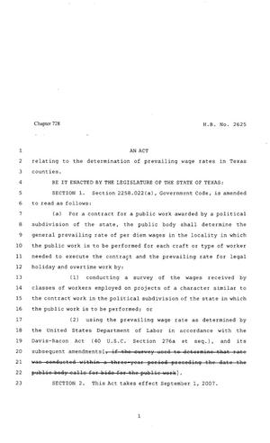 80th Texas Legislature, Regular Session, House Bill 2625, Chapter 728