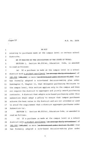 80th Texas Legislature, Regular Session, House Bill 2626, Chapter 325
