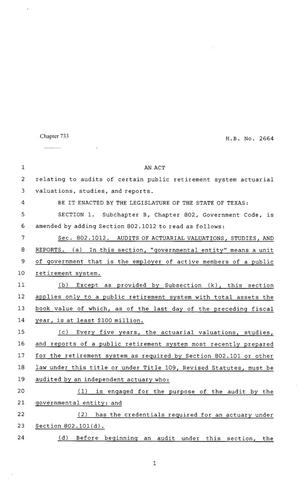 80th Texas Legislature, Regular Session, House Bill 2664, Chapter 733