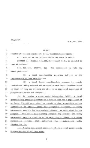 80th Texas Legislature, Regular Session, House Bill 2691, Chapter 734