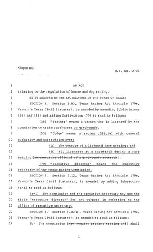 80th Texas Legislature, Regular Session, House Bill 2701, Chapter 1071