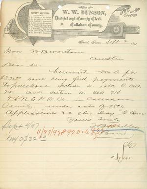 Primary view of object titled 'W. W. Dunson, District and County Clerk, Callahan County'.