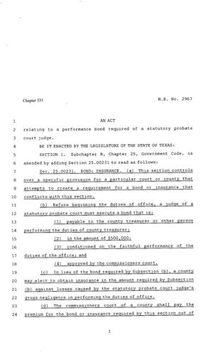 80th Texas Legislature, Regular Session, House Bill 2967, Chapter 331