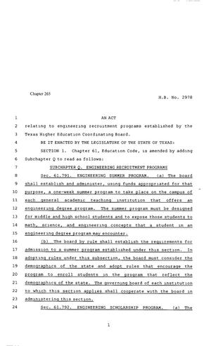 80th Texas Legislature, Regular Session, House Bill 2978, Chapter 265