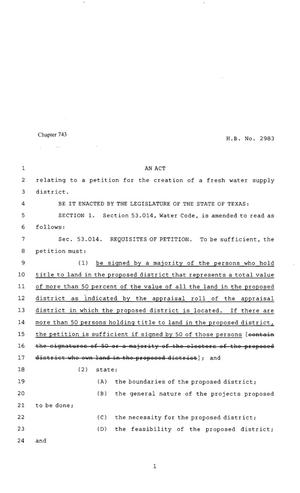 80th Texas Legislature, Regular Session, House Bill 2983, Chapter 743