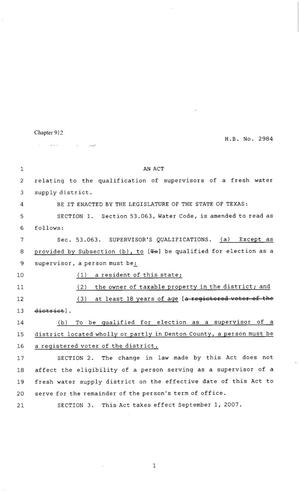 80th Texas Legislature, Regular Session, House Bill 2984, Chapter 912