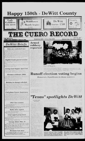 Primary view of The Cuero Record (Cuero, Tex.), Vol. 102, No. 13, Ed. 1 Wednesday, March 27, 1996
