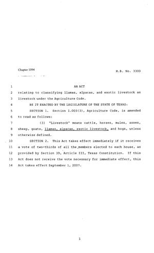 80th Texas Legislature, Regular Session, House Bill 3300, Chapter 1094
