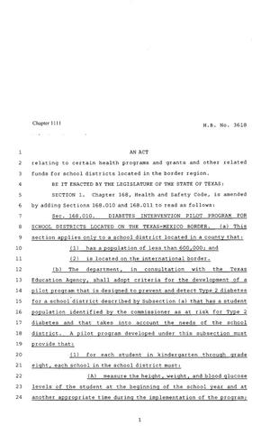 80th Texas Legislature, Regular Session, House Bill 3618, Chapter 1111