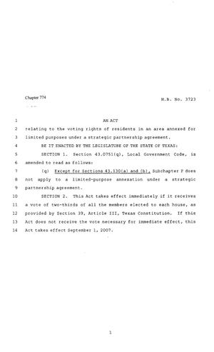 80th Texas Legislature, Regular Session, House Bill 3723, Chapter 774