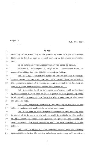 80th Texas Legislature, Regular Session, House Bill 3827, Chapter 778