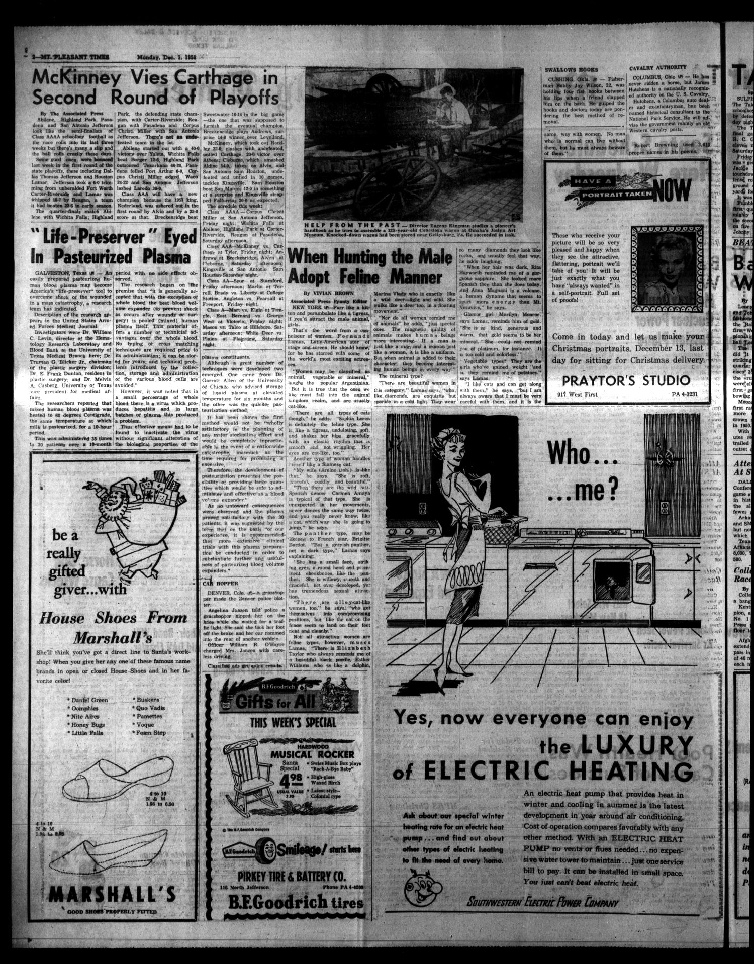 Mt. Pleasant Daily Times (Mount Pleasant, Tex.), Vol. 39, No. 178, Ed. 1 Monday, December 1, 1958
                                                
                                                    [Sequence #]: 2 of 8
                                                