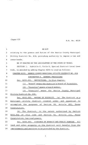 80th Texas Legislature, Regular Session, House Bill 4018, Chapter 1125