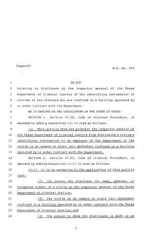 80th Texas Legislature, Regular Session, House Bill 433, Chapter 619