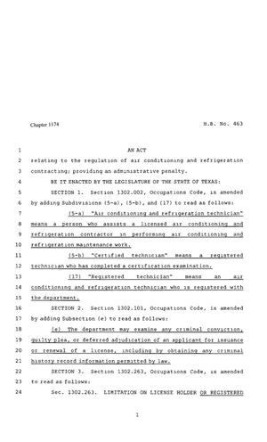 80th Texas Legislature, Regular Session, House Bill 463, Chapter 1174