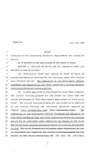 80th Texas Legislature, Regular Session, House Bill 486, Chapter 278