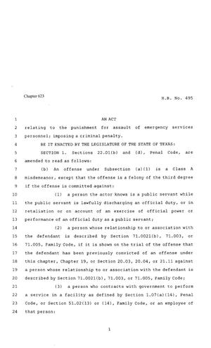 80th Texas Legislature, Regular Session, House Bill 495, Chapter 623