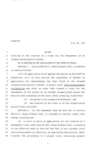 80th Texas Legislature, Regular Session, House Bill 519, Chapter 281