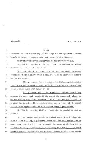 80th Texas Legislature, Regular Session, House Bill 538, Chapter 626