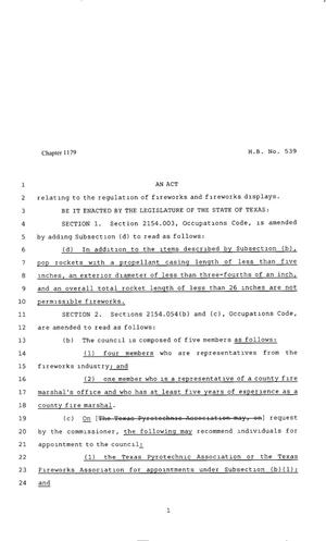 80th Texas Legislature, Regular Session, House Bill 539, Chapter 1179