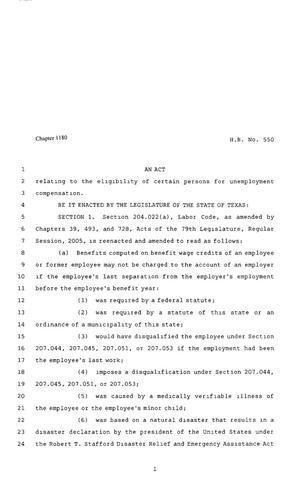 80th Texas Legislature, Regular Session, House Bill 550, Chapter 1180