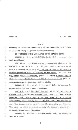 80th Texas Legislature, Regular Session, House Bill 555, Chapter 1181