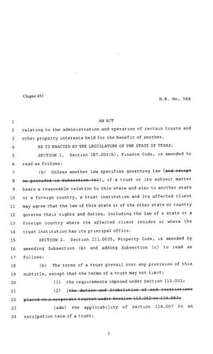 80th Texas Legislature, Regular Session, House Bill 564, Chapter 451