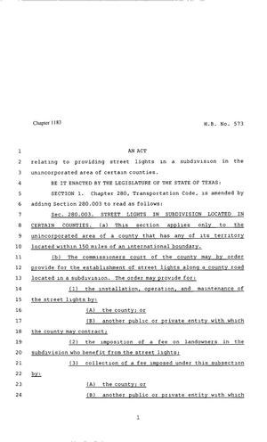 80th Texas Legislature, Regular Session, House Bill 573, Chapter 1183