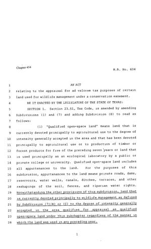 80th Texas Legislature, Regular Session, House Bill 604, Chapter 454
