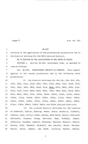 80th Texas Legislature, Regular Session, House Bill 622, Chapter 77