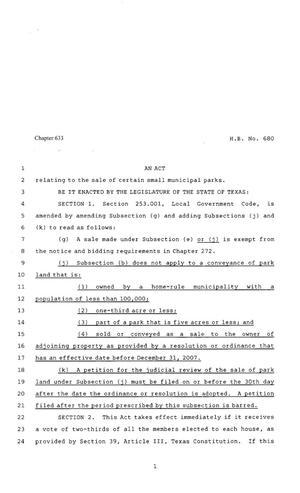 80th Texas Legislature, Regular Session, House Bill 680, Chapter 633