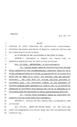 80th Texas Legislature, Regular Session, House Bill 772, Chapter 832