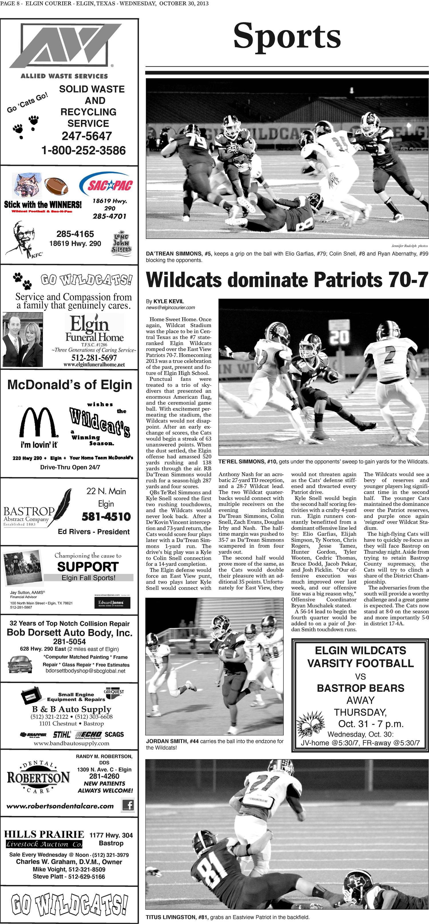 Elgin Courier (Elgin, Tex.), Vol. 123, No. 46, Ed. 1 Wednesday, October 30, 2013
                                                
                                                    [Sequence #]: 8 of 16
                                                