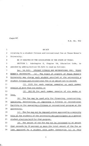 80th Texas Legislature, Regular Session, House Bill 902, Chapter 643