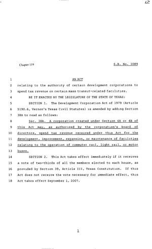 80th Texas Legislature, Regular Session, Senate Bill 1089, Chapter 119