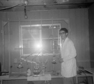 [David Lewis in his Home Laboratory]