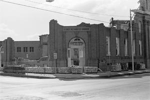 [Photograph of First Methodist Church During Demolition]