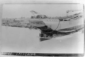 Primary view of object titled '[Launching of the City of Shreveport Ship]'.
