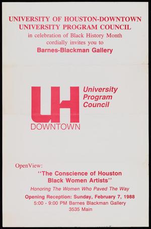 Primary view of object titled '[Flyer: The Consequence of Houston Black Women Artists]'.