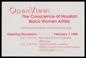 Primary view of object titled '[Open View: The Conscience of Houston Black Women Artists]'.