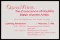 Thumbnail image of item number 1 in: '[Open View: The Conscience of Houston Black Women Artists]'.