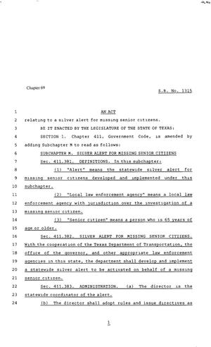 80th Texas Legislature, Regular Session, Senate Bill 1315, Chapter 69