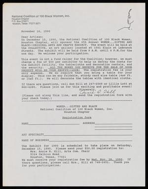[Letter from National Coalition of 100 Black Women - November 16, 1990]