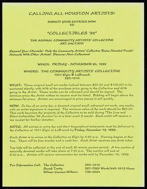 [Flyer: Call for Submissions for "Collectibles '92"]