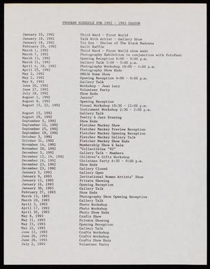 Primary view of object titled '[Program Schedule for Barnes-Blackman Galleries, 1992-1993 Season]'.